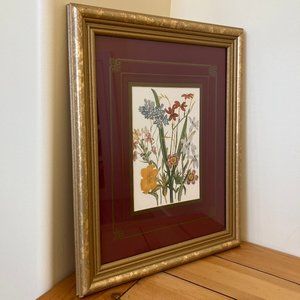 Lily Flower Garden Botanical Art Print Gold Tone Frame Vintage Hart Lake